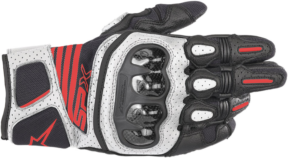 ALPINESTARS SPX AC V2 Gloves - Black/White/Fluo Red - Small 3567319-1231-S