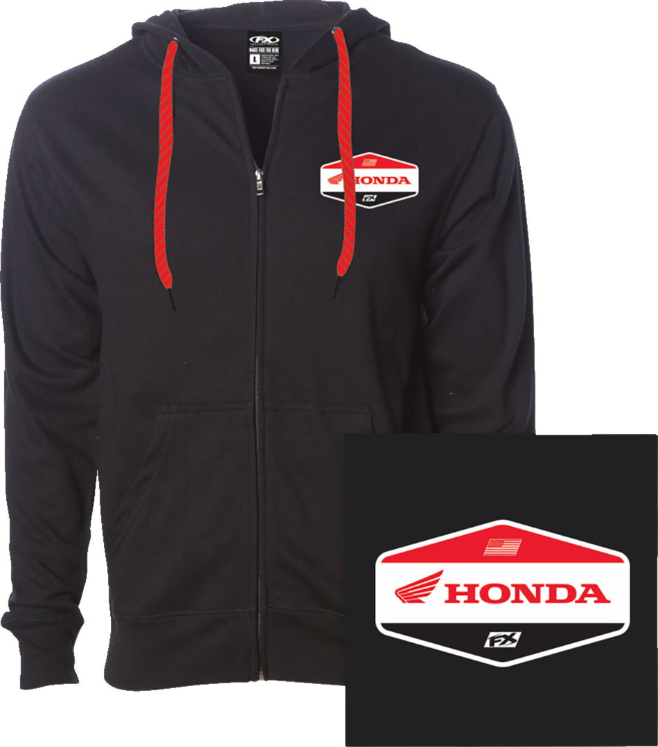 FACTORY EFFEX Honda Stadium Zip-Up Hoodie - Black - Large 27-88304