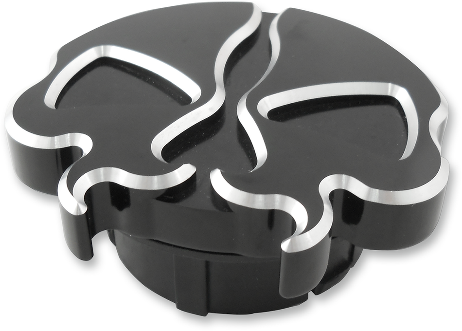 DRAG SPECIALTIES Gas Cap - Dummy Split Skull - Black 78050B