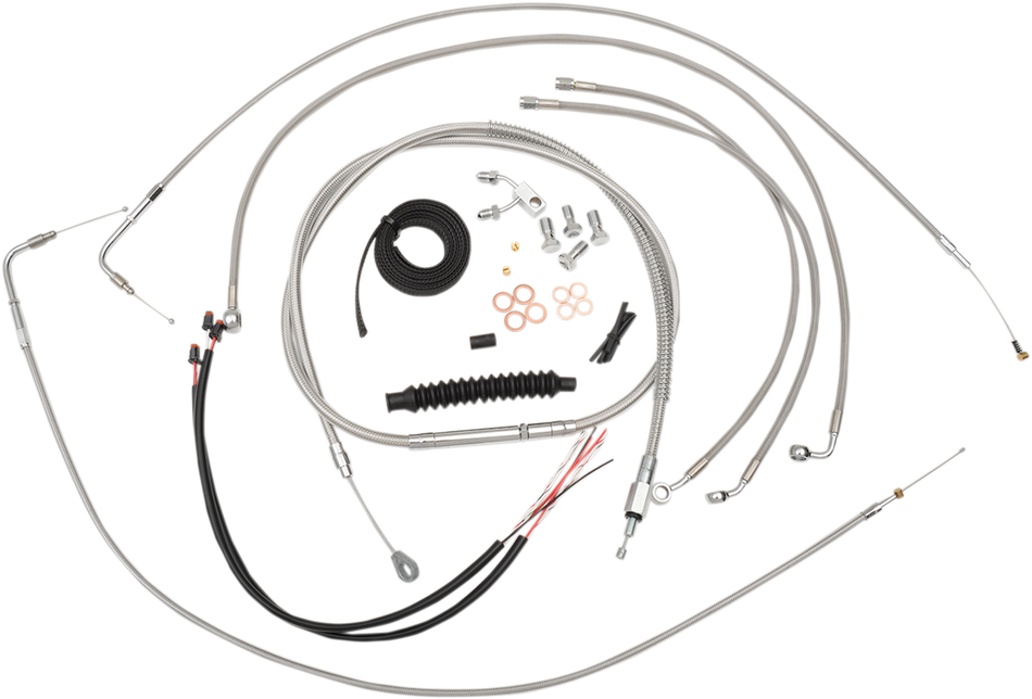 LA CHOPPERS Handlebar Cable/Brake Line Kit - Complete - 18" - 20" Ape Hanger Handlebars - Stainless LA-8122KT2-19