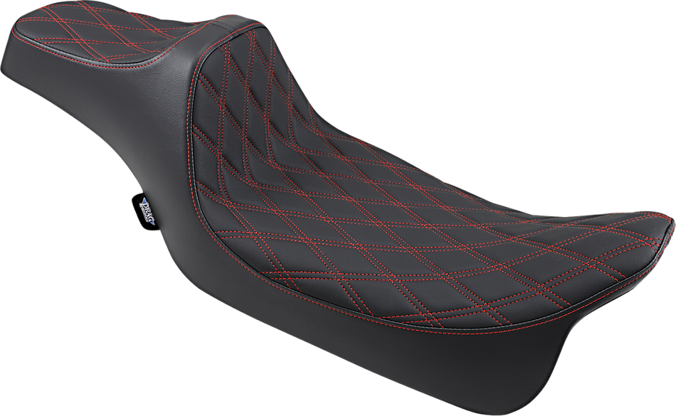 DRAG SPECIALTIES Predator III Seat - Extended - Double Diamond - Red Stitched - FL '08-'22 0801-1262