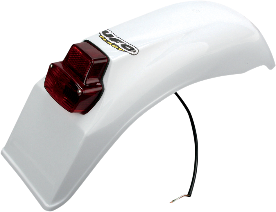 UFO Universal Enduro Rear Fender with Tail/Brake Light - White ME08026W