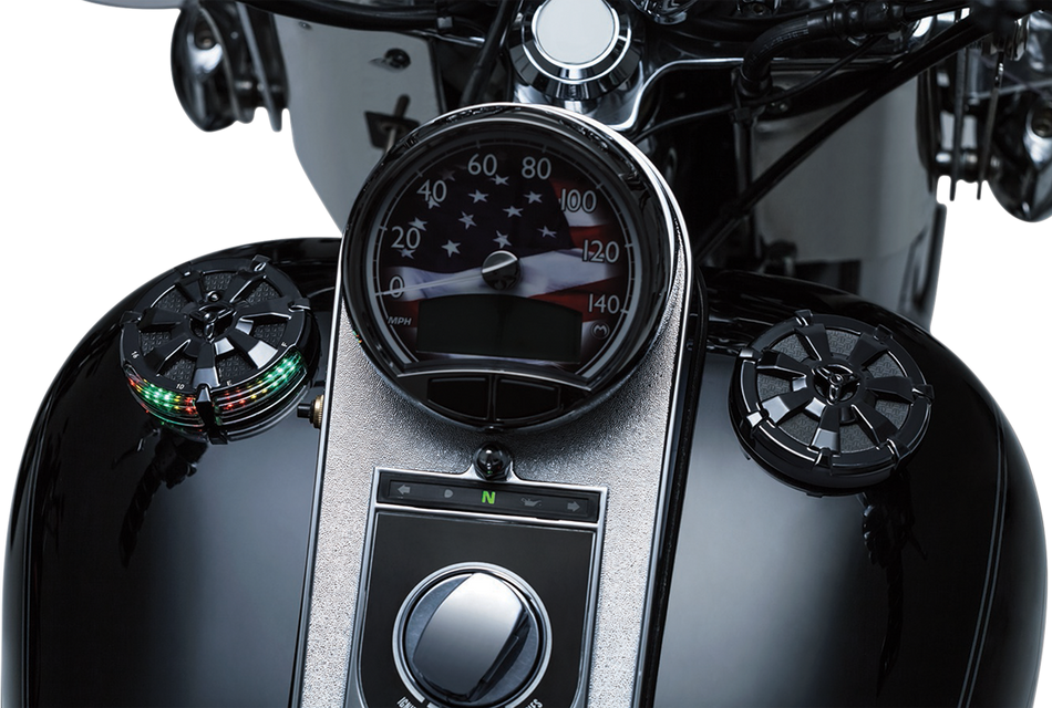 KURYAKYN Alley Cat LED Fuel and Battery Gauges - Gloss Black - 3" Diameter 7383