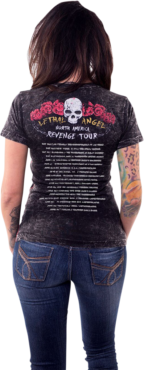 LETHAL THREAT LA20704M T-Shirt für Damen, Revenge is Sweet, Schwarz, Größe M 