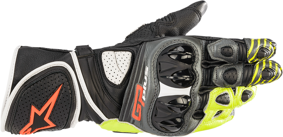 ALPINESTARS GP Plus R v2 Gloves - Metallic Gray/Black/Fluo Yellow/Fluo Red - Large 3556520-9135-L