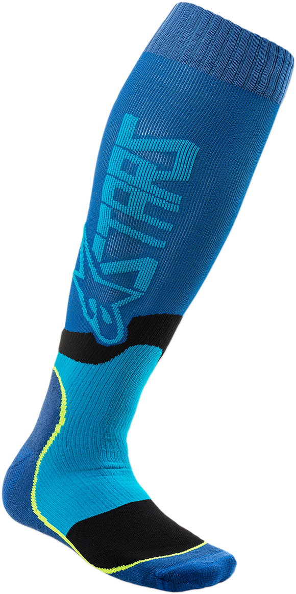 ALPINESTARS MX Plus 2 Socks - Black/Cyan - Small/Medium 4701920-707-SM