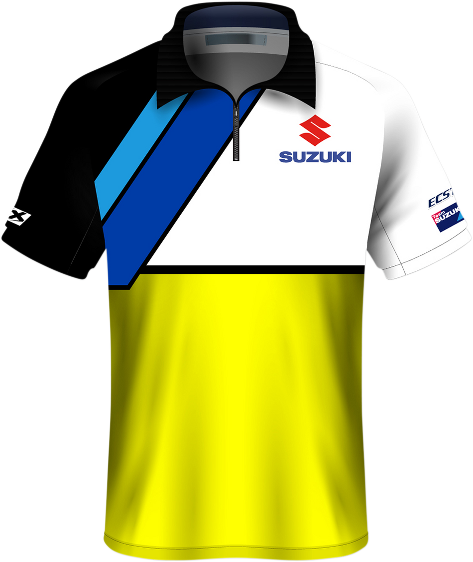 FACTORY EFFEX Suzuki Team Pit Shirt - White/Yellow - Medium 23-85402