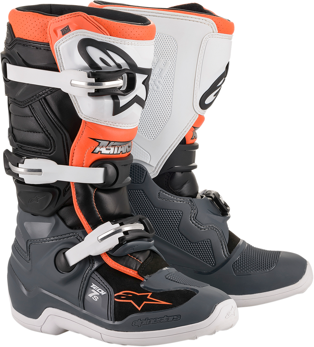 Bota ALPINESTARS Tech 7S - Negro/Gris/Blanco/Naranja Fluorescente - US 5 2015017-1124-5 