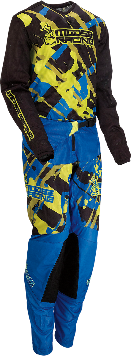 MOOSE RACING Agroid Mesh-Trikot für Jugendliche – Schwarz/Blau/Hi-Vis – XL 2912-2168 