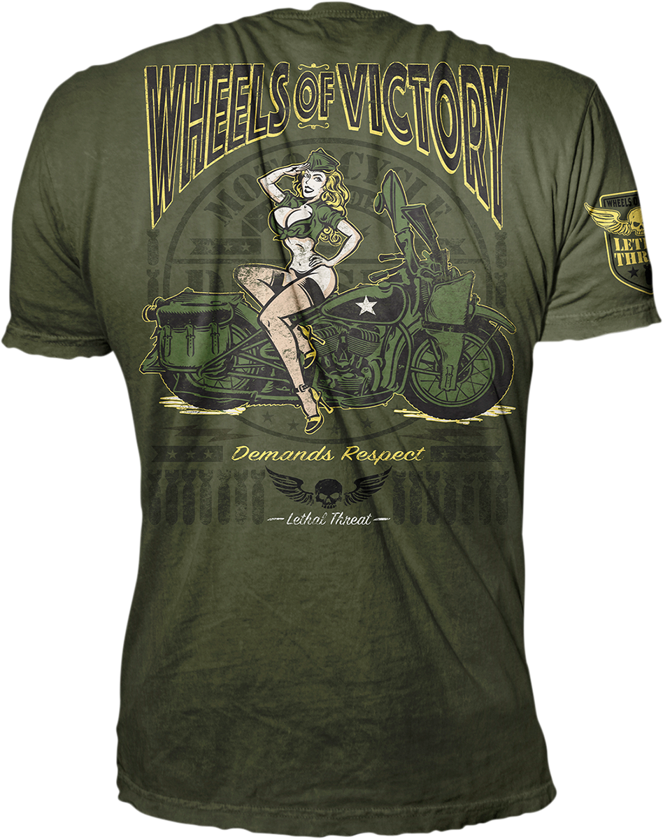 LETHAL THREAT Wheels of Victory T-Shirt - Green - Medium VV40168M