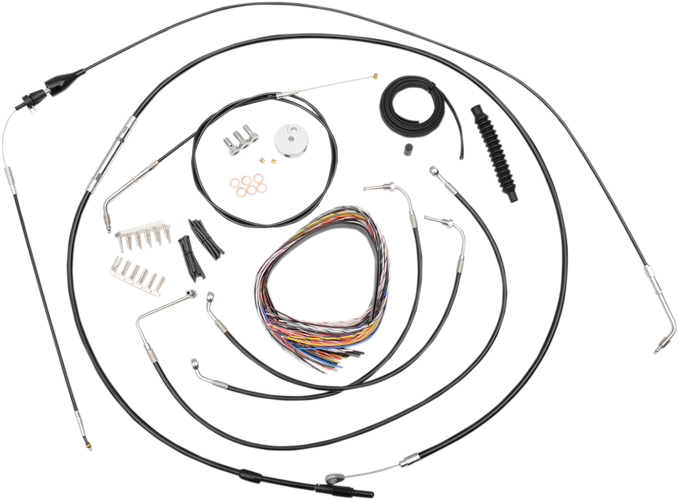 LA CHOPPERS Handlebar Cable/Brake Line Kit - Complete - 12" - 14" Ape Hanger Handlebars - Black Vinyl LA-8005KT2A-13B