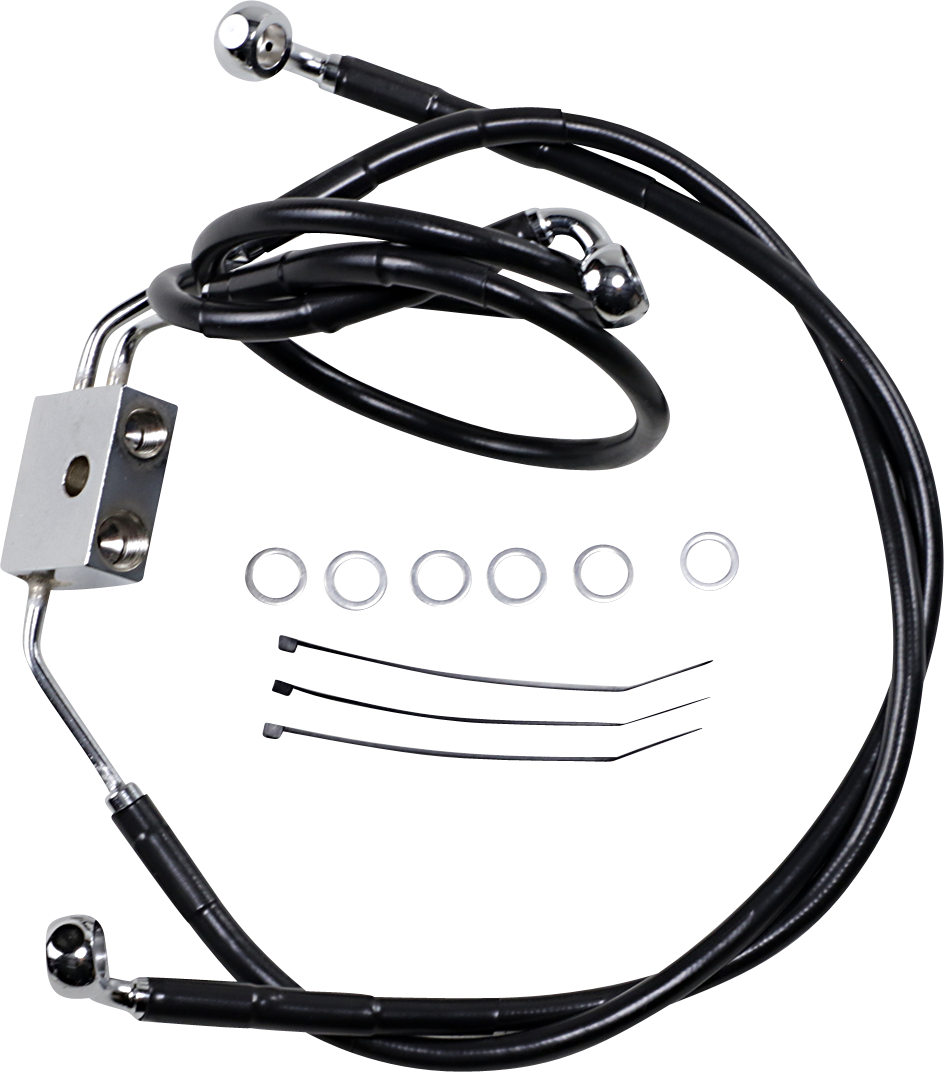 DRAG SPECIALTIES Brake Line - Front - Black - +8" - FXDF '12-'17 612137-8BLK