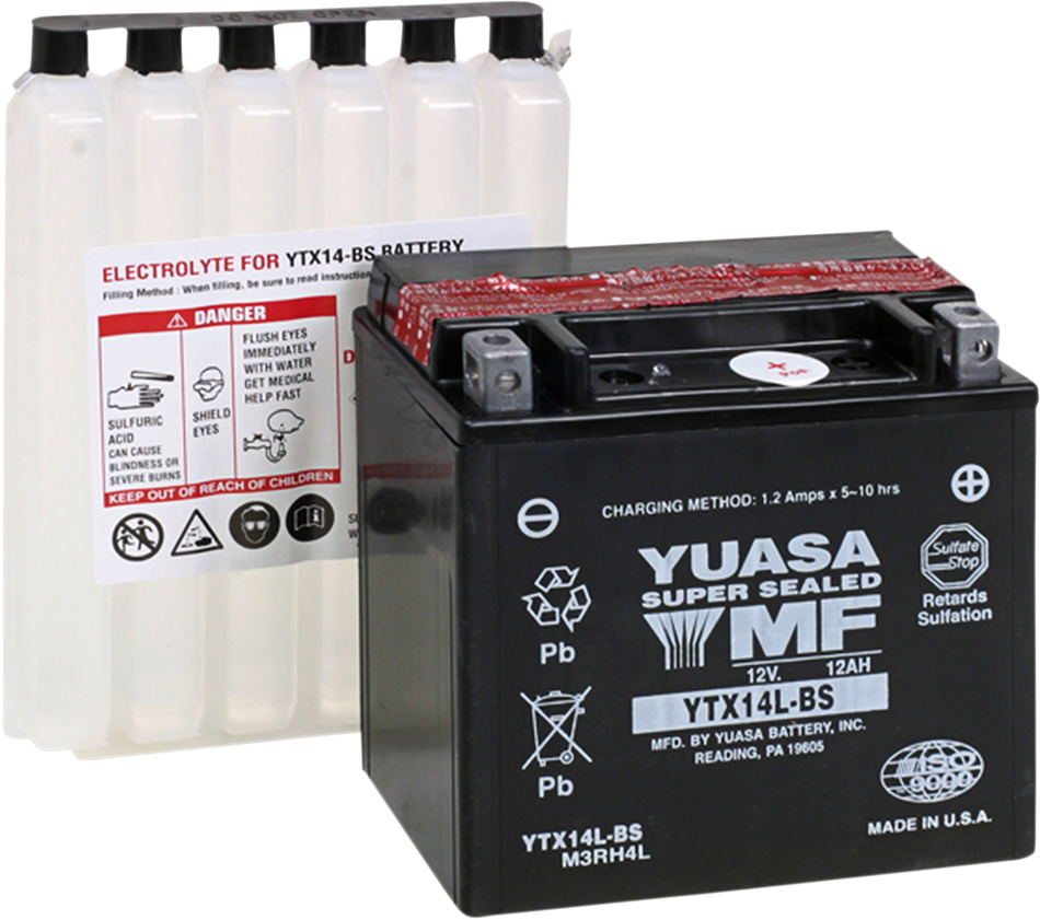 YUASA AGM Battery - YTX14L-BS .69 L YUAM3RH4L