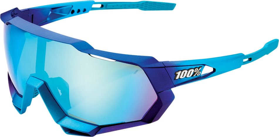 100% Speedtrap Sunglasses - Metallic Blue - Blue Mirror 61023-228-01