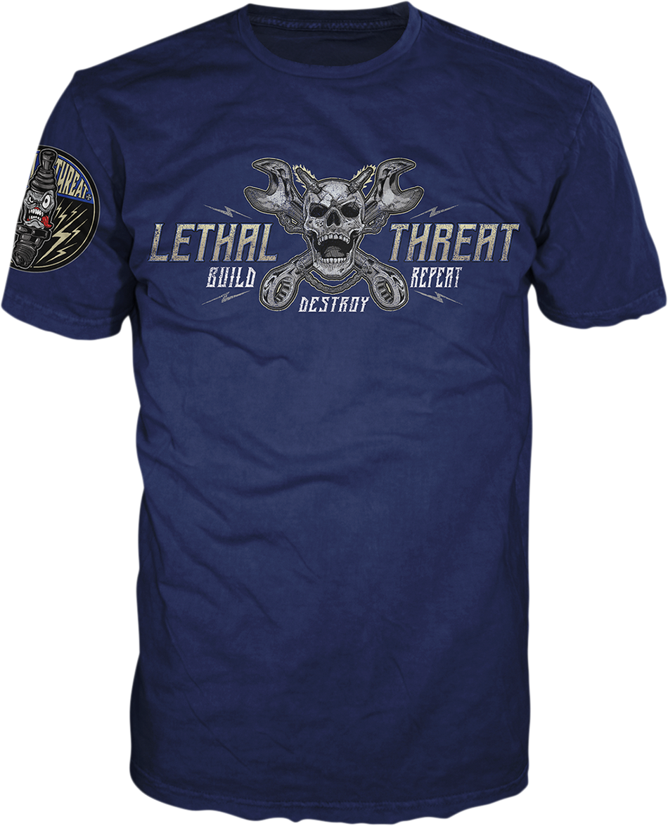 LETHAL THREAT Break Neck Speed T-Shirt - Blue - Medium VV40162M