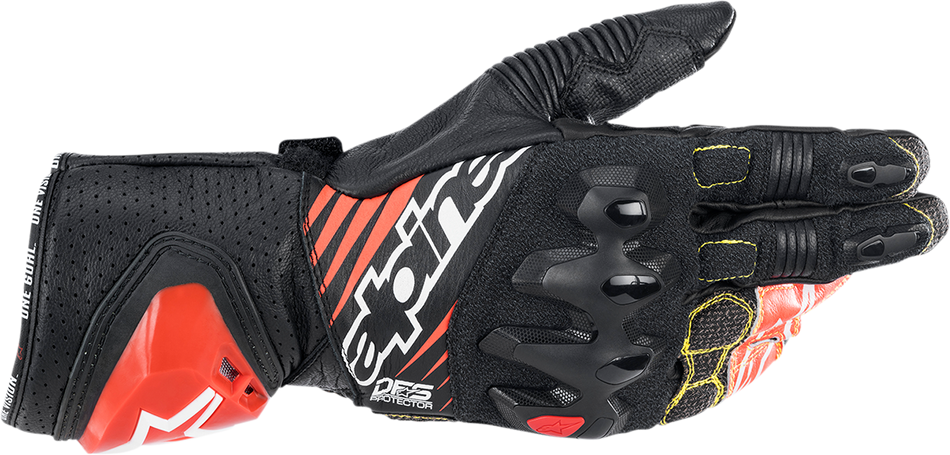 Guantes ALPINESTARS GP Tech v2 - Negro/Blanco/Rojo Fluo - Mediano 3556622-1231-M 