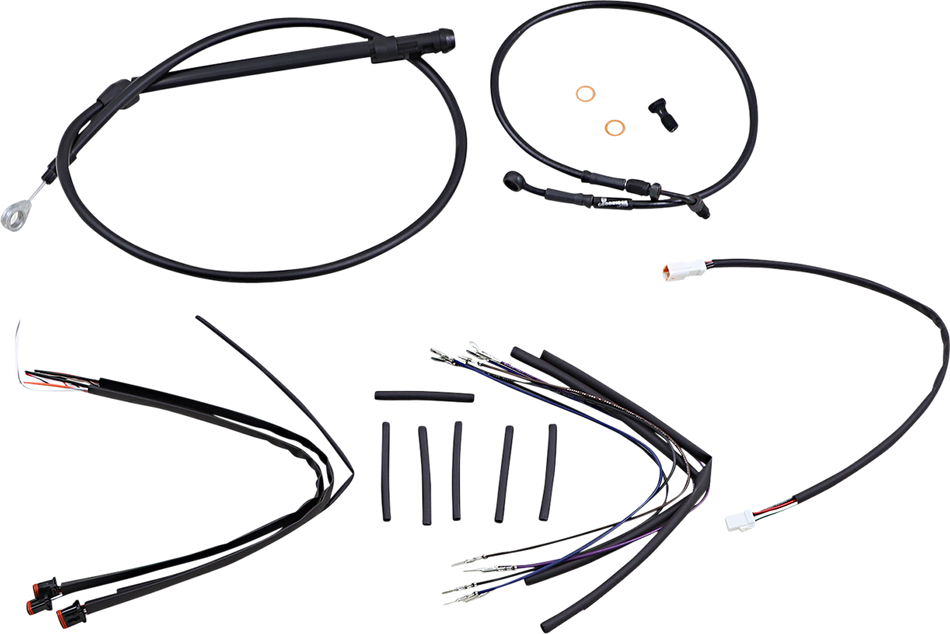 BURLY BRAND Cable Kit - Jail Bar - 12" Handlebars - Black Vinyl B30-1252