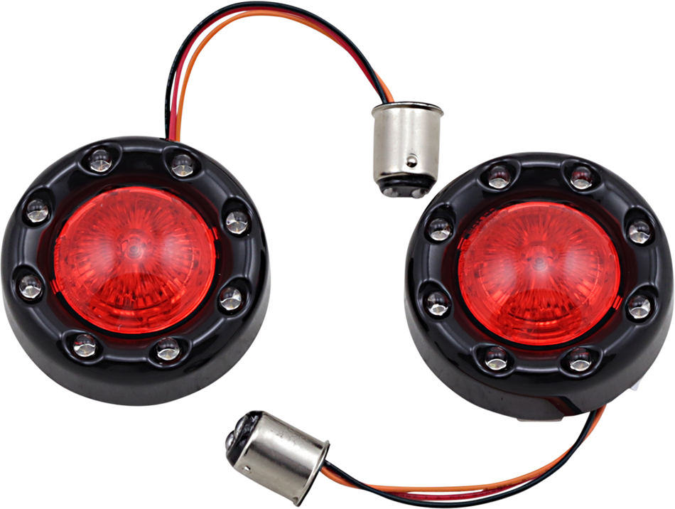 CUSTOM DYNAMICS Bullet Turn Signal 1157 - Black - Red Lens PB-BR-RR-57-BR