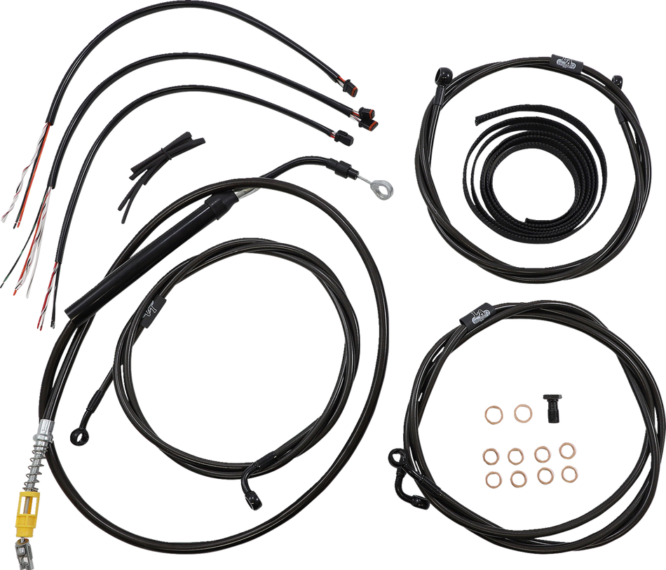 LA CHOPPERS Cable Kit - 15" - 17" Ape Hanger Handlebars - Midnight LA-8058KT2-16M