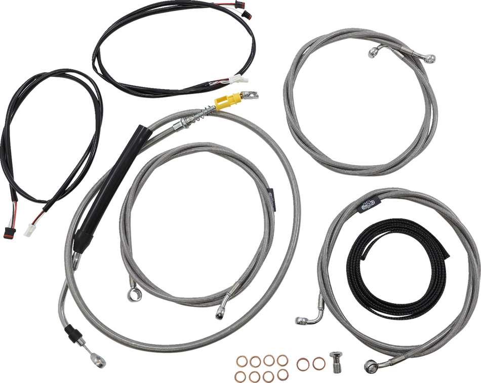 LA CHOPPERS Cable Kit - 12" - 14" Ape Hanger Handlebars - ABS - Stainless LA-8056KT3-13