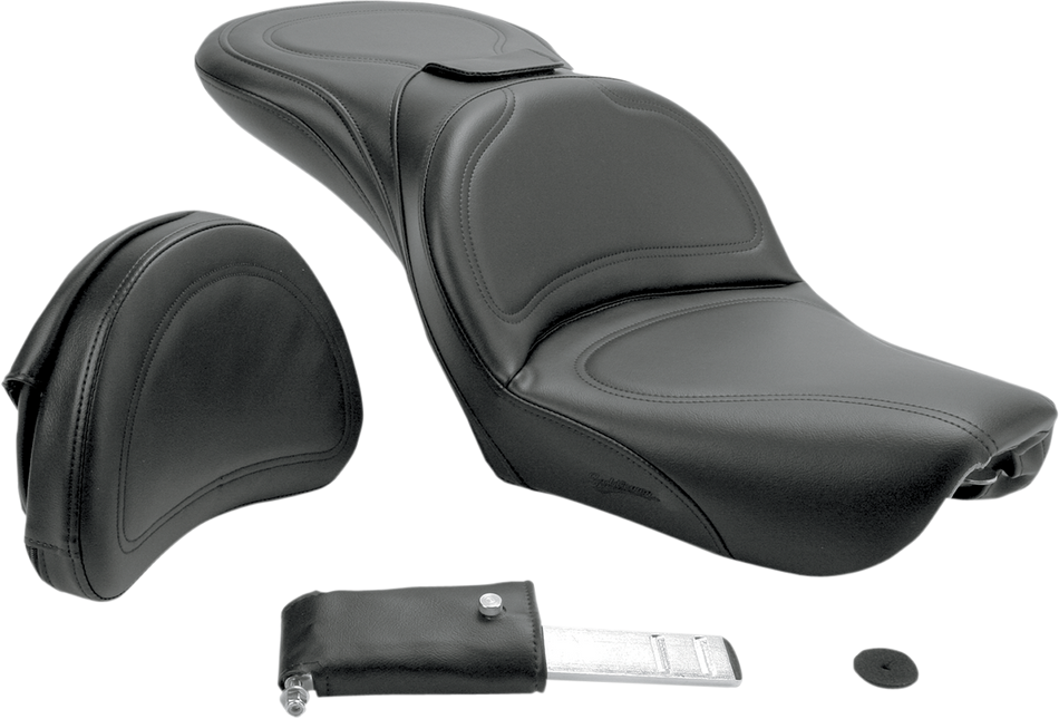 SADDLEMEN Seat - Explorer - With Backrest - Stitched - Black - FXDWG '04-'05 804-05-0301