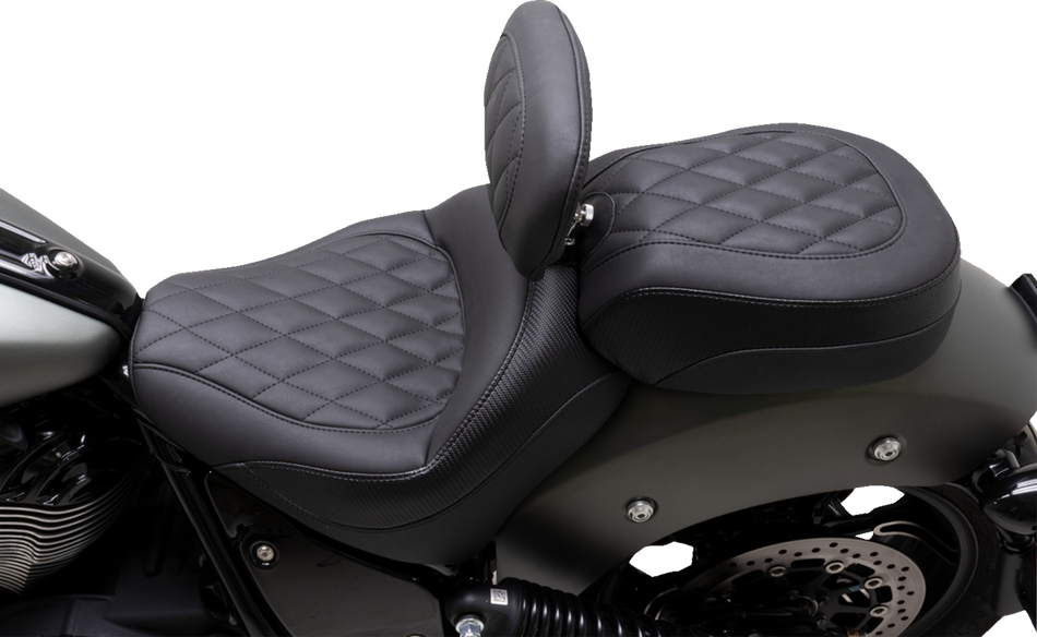 MUSTANG Solo Touring Seat - w/ Driver Backrest - Black - Diamond Stitch - Chief '22-'23 89740