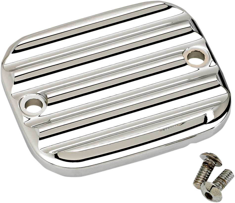 JOKER MACHINE Master Cylinder Cover - Brake - Front - Finned - Chrome 951019-3