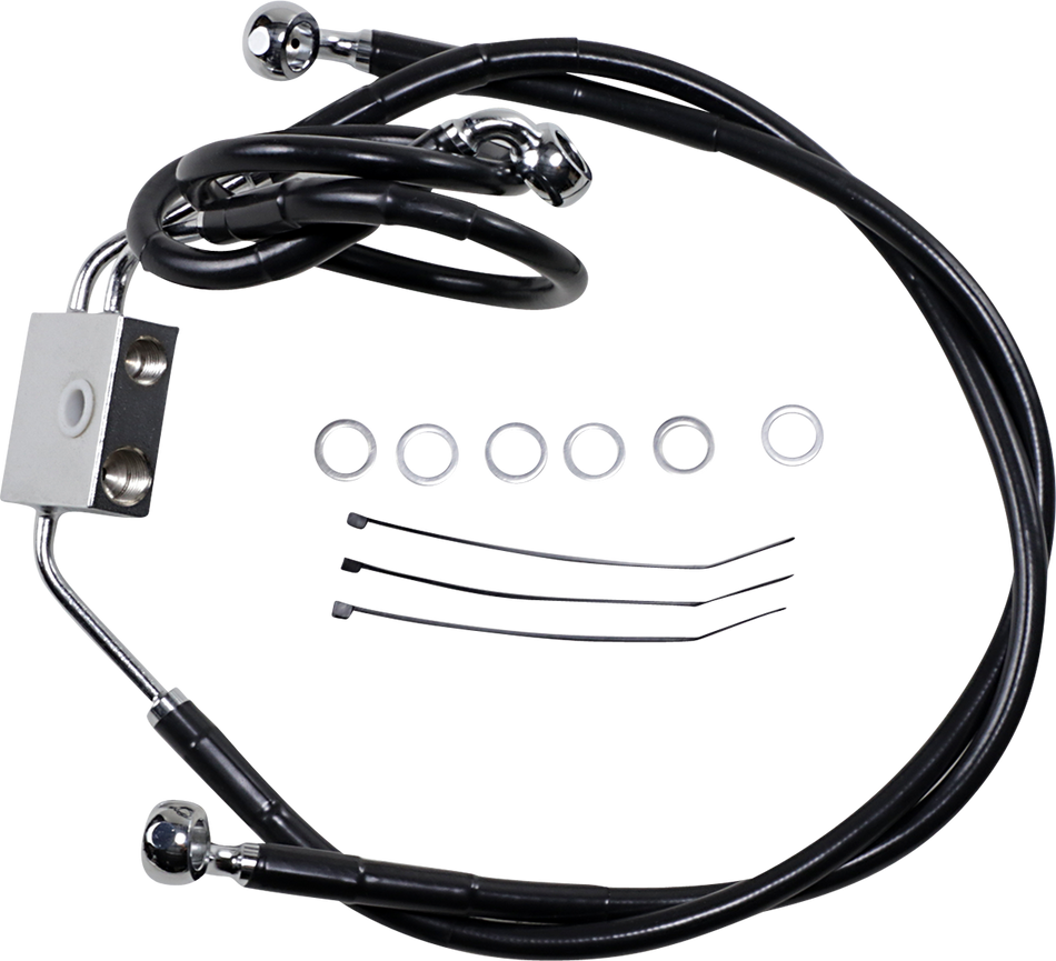 DRAG SPECIALTIES Brake Line - Front - Black - +2" - FXDF '12-'17 612137-2BLK