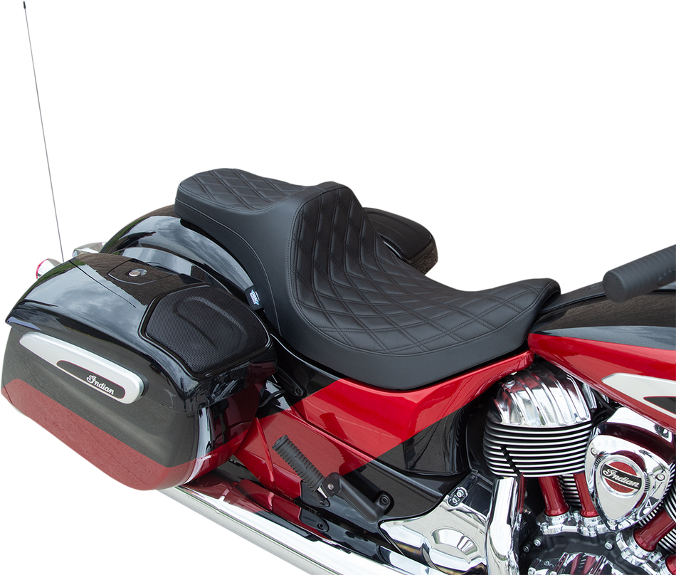 DRAG SPECIALTIES Predator III Seat - Double Diamond - Black Stitching - Vinyl - '14-'22 Indian 0810-2262