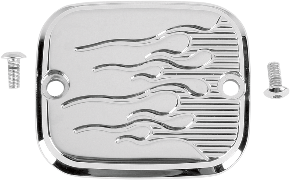 JOKER MACHINE Master Cylinder Cover - Brake - Front - Flame - Chrome 951019FC