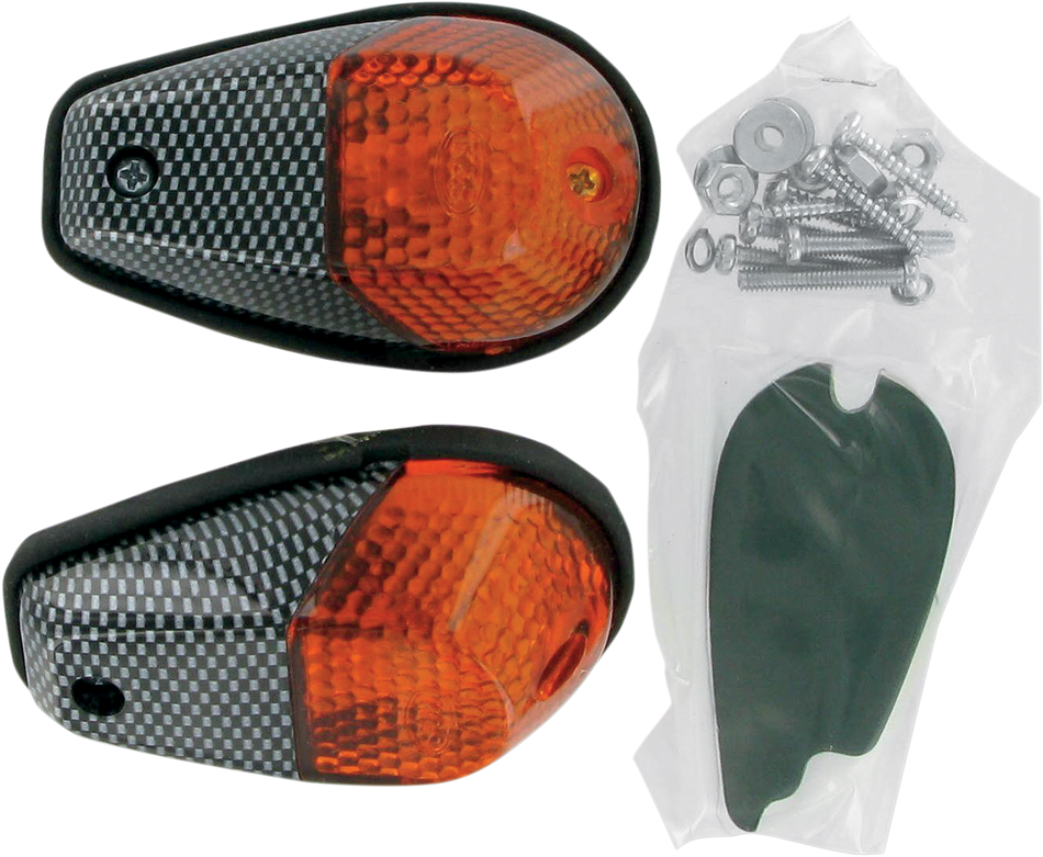 K&S TECHNOLOGIES Flush Mount Marker Lights - Carbon/Amber 25-8148