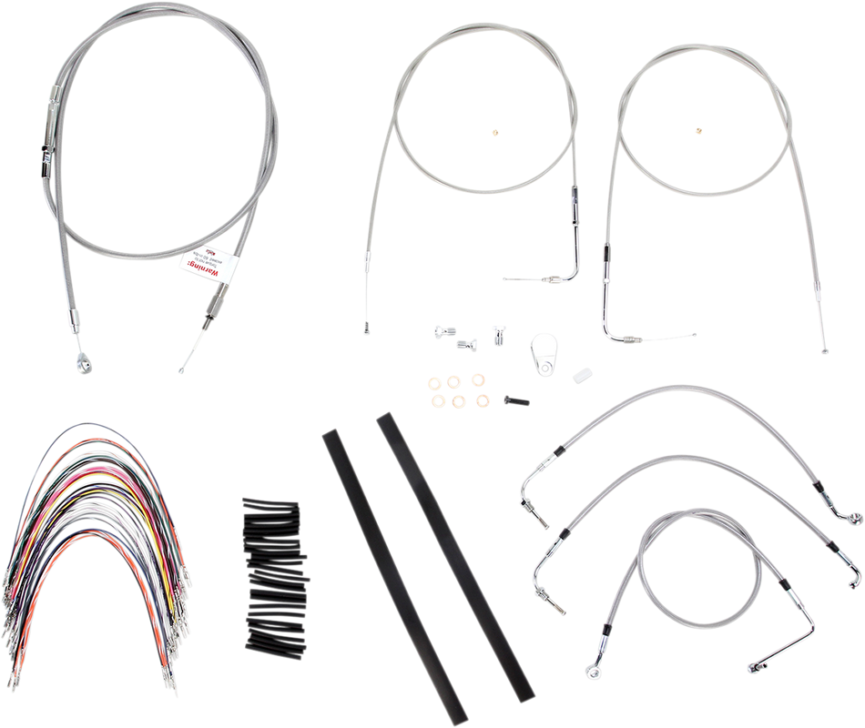 BURLY BRAND Handlebar Cable/Brake Line Kit - Complete - 14" Ape Hanger Handlebars - Stainless Steel B30-1085