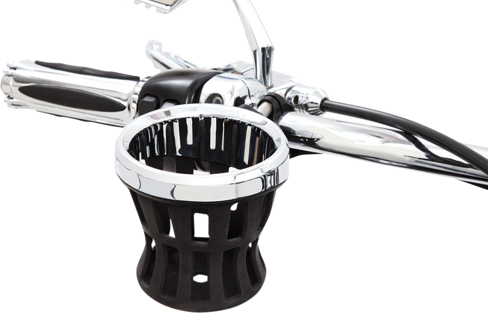 CIRO Drink Holder - 7/8" & 1" Handlebar Mount - Chrome/Black Clamp 50413