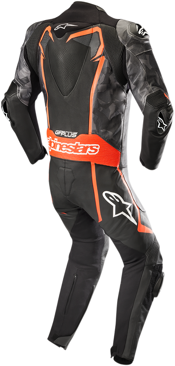 ALPINESTARS GP Plus v2 Camo 1-Piece Leather Suit - Black/Charcoal/Red Fluorescent - US 50 / EU 60 3150718-994-60