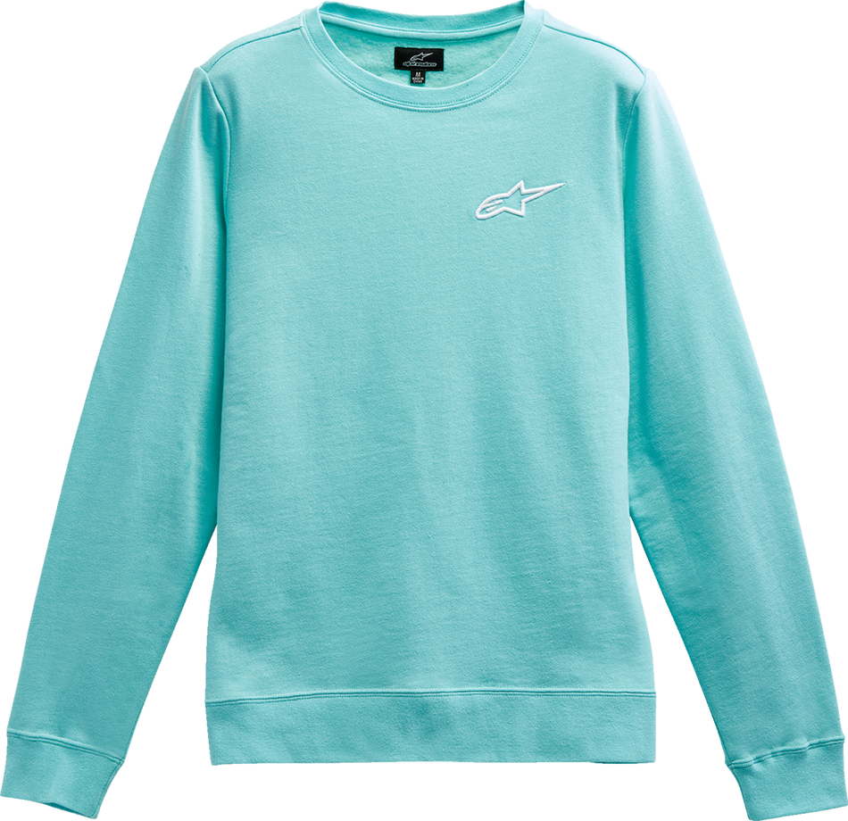 ALPINESTARS Women's Ageless Crew Fleece - Light Aqua/White - Large 1232518207226L