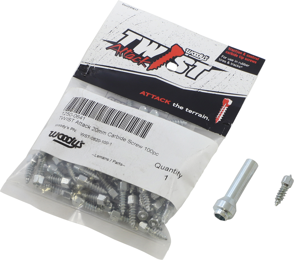 WOODY'S Twist Tire Screws - 20 mm - 100 Pack WST-0620-100