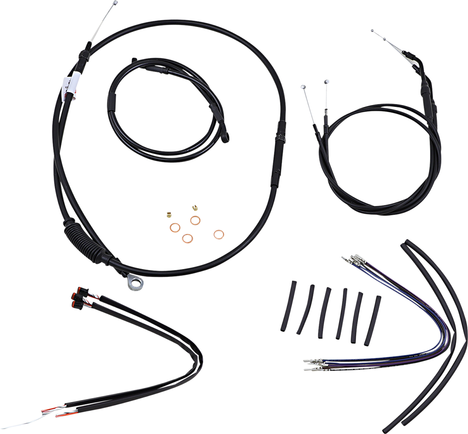 BURLY BRAND Cable Kit - Jail Bar - 12" Handlebars - Black Vinyl B30-1144