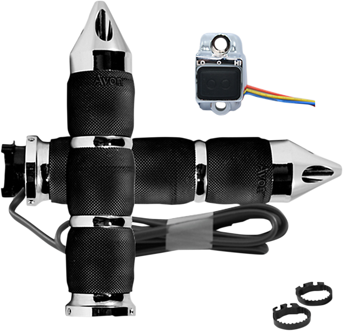 AVON GRIPS Grips - Heated - Air Cushion - Spike - Metric - Chrome MT-AIR-90-C-S-H