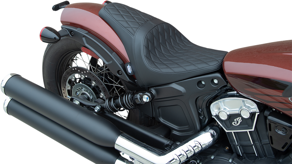 DRAG SPECIALTIES 3/4 Solo Seat - Black - Diamond Stitch - '18-'22 Scout Bobber 0810-2255