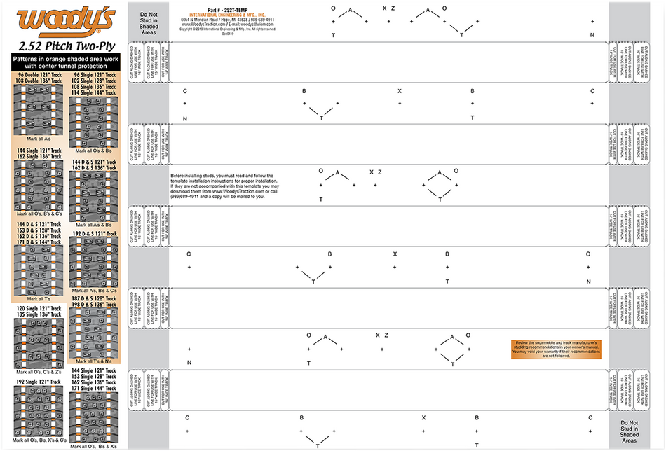 WOODY'S 2-Ply Track Template - 2.52 Pitch 252T-TEMP