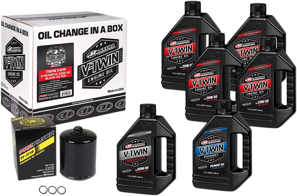 MAXIMA RACING OIL Twin Cam Synthetic 20W-50 Oil Change Kit - Black Filter 90-119016PB