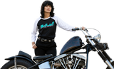 BILTWELL Camiseta raglán 1985 para mujer - Negro/Blanco - Mediana 8144-060-003 