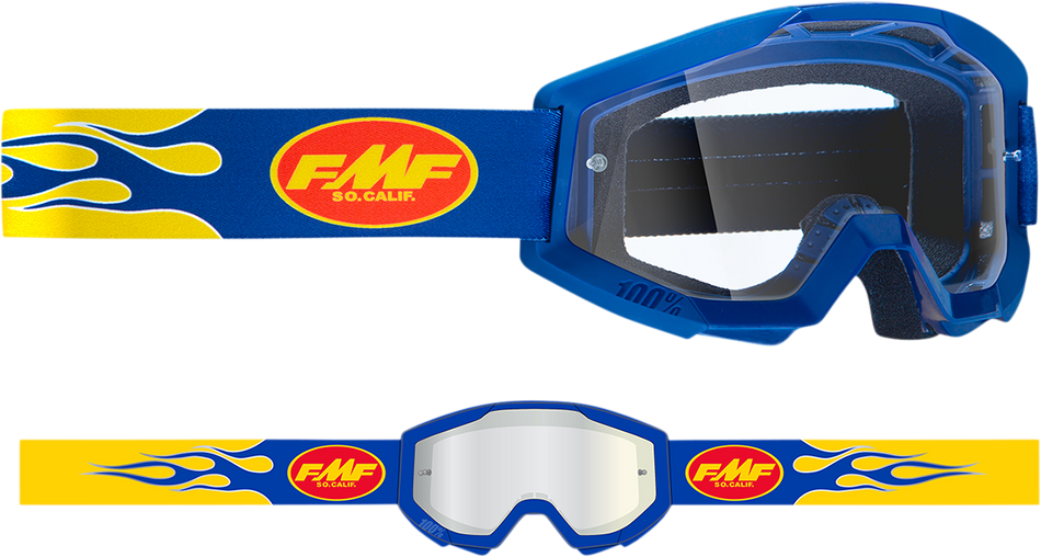 FMF PowerCore Goggles - Flame - Navy - Clear F-50050-00007 2601-3003