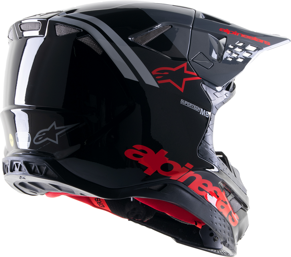 Casco ALPINESTARS Supertech M8 - Radium 2 - MIPS - Negro brillante/Rojo neón - Mediano 8301523-1397-MD 