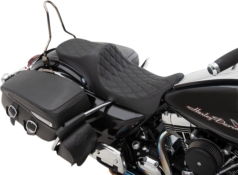 DRAG SPECIALTIES Predator III 2-Up Seat - Double Diamond - Black Thread 0801-1304