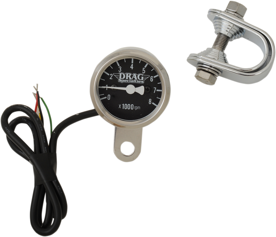 DRAG SPECIALTIES Electronic Mini Tachometer - Steel Housing - LED Illuminated Black Face - 1-7/8" 21-6962NUDS