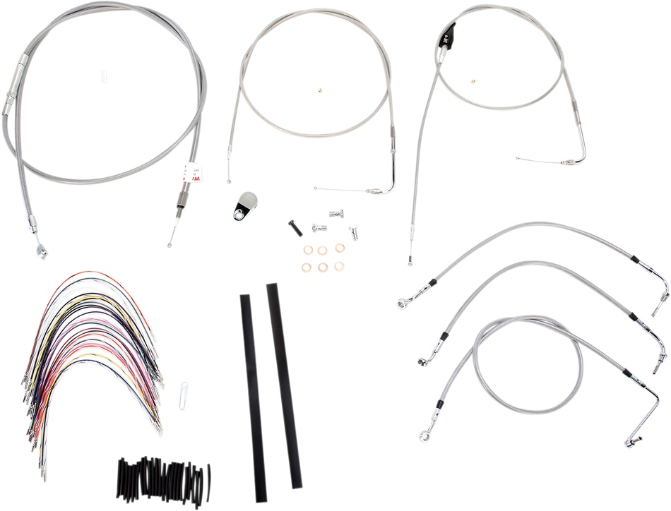 BURLY BRAND Handlebar Cable/Brake Line Kit - Complete - 18" Ape Hanger Handlebars - Stainless Steel B30-1084