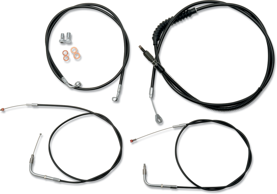 LA CHOPPERS Handlebar Cable/Brake Line Kit - 18" - 20" Ape Hanger Handlebars - Black Vinyl LA-8230KT-19B