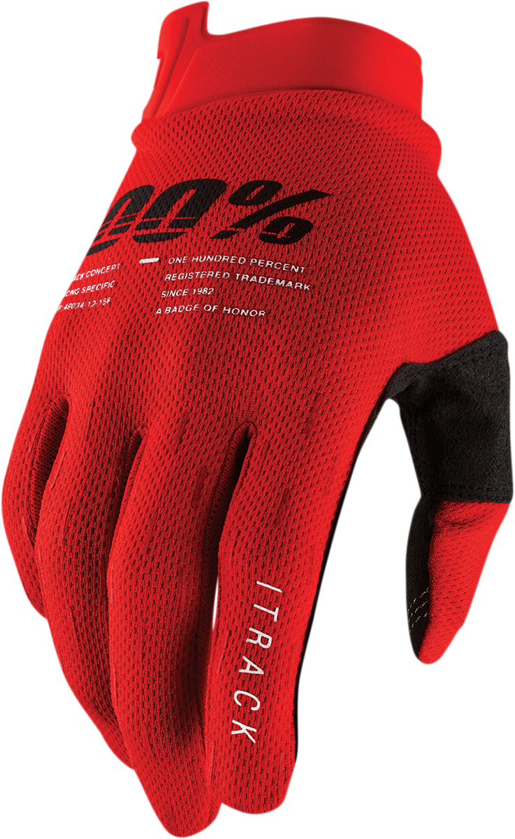 100% iTrack Gloves - Red - Small 10008-00015