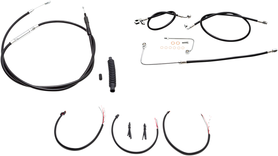 LA CHOPPERS Handlebar Cable/Brake Line Kit - Complete - 12" - 14" Ape Hanger Handlebars - Black Vinyl LA-8151KT2B-13B